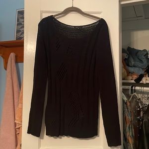 BCBGMaxAzria black pullover with geometric patterns